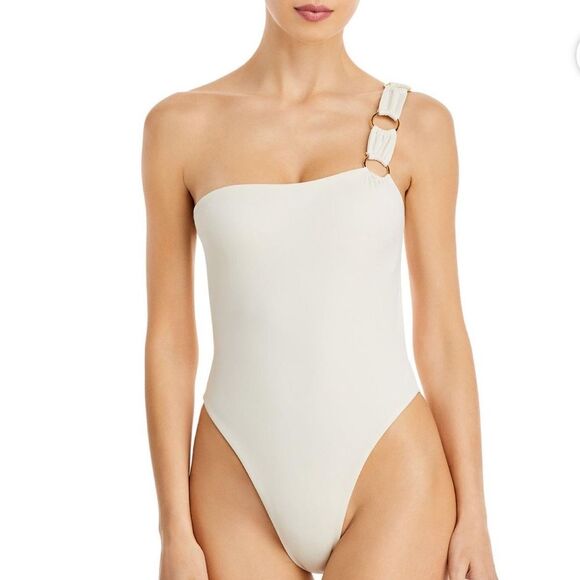 JOUES DE SABLE Sheida One Shoulder Ivory One Piece Swimsuit XL $190 - Picture 4 of 5